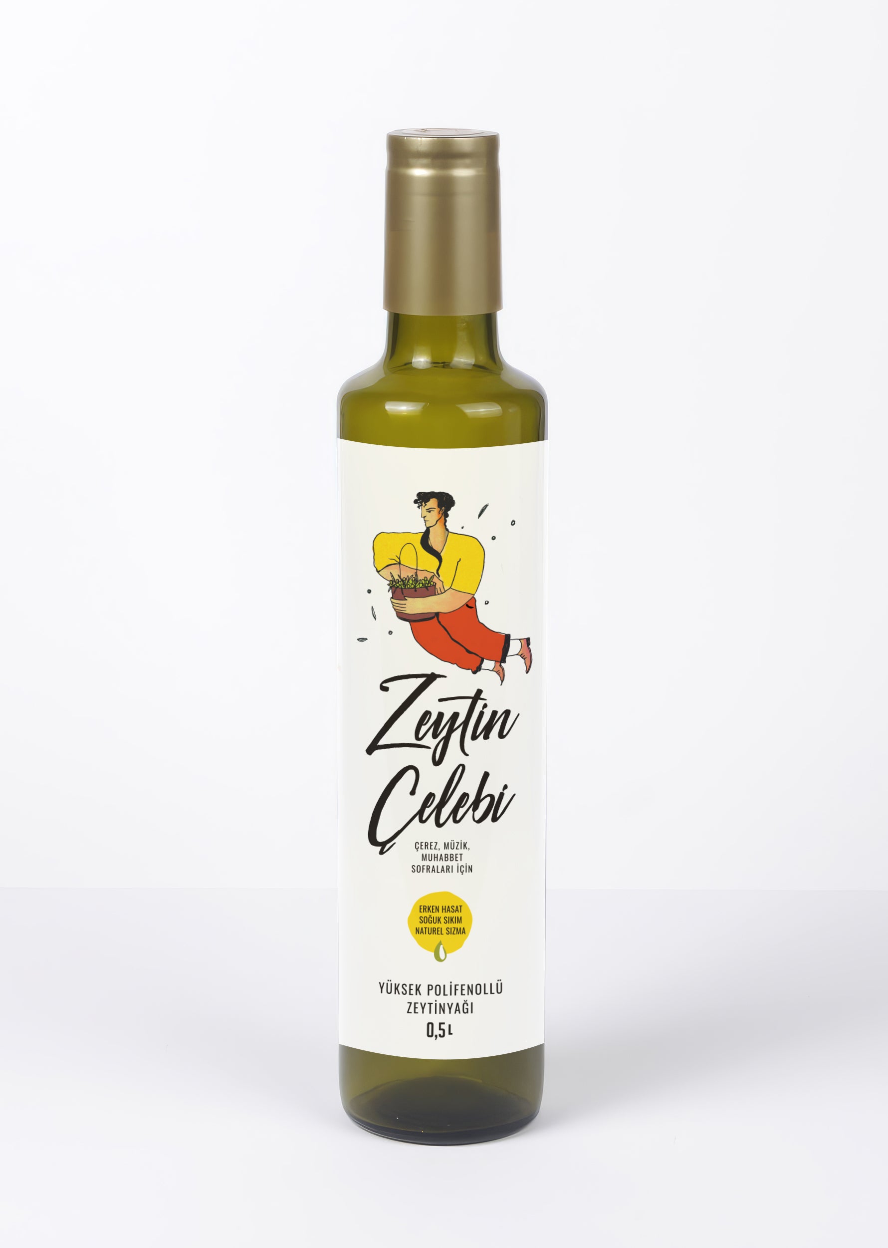 Zeytin Çelebi, Erken Hasat Soğuk Sıkım Yüksek Polifenollü Naturel Sızma Zeytinyağı 0,5 lt