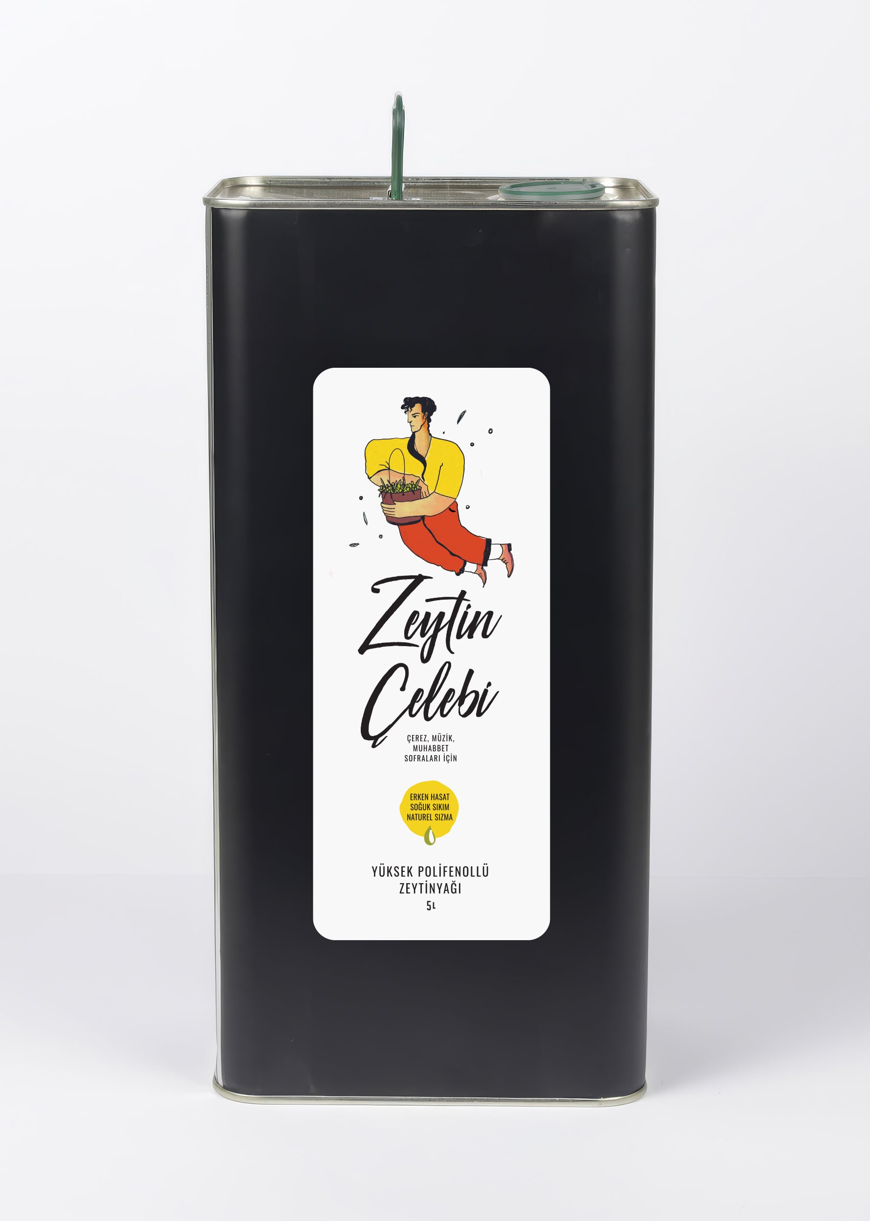 Zeytin Çelebi, Erken Hasat Soğuk Sıkım Yüksek Polifenollü Naturel Sızma Zeytinyağı 5 lt