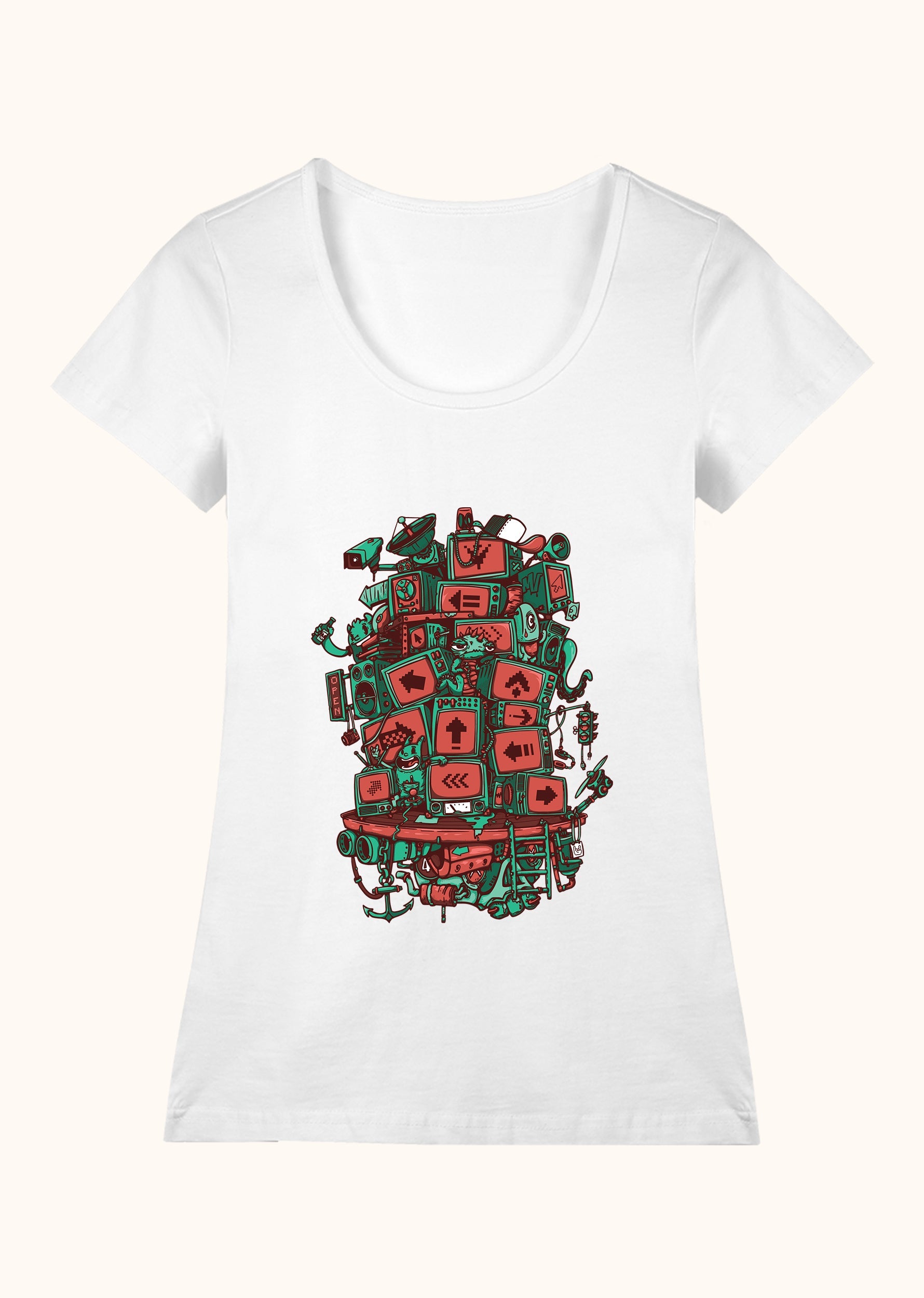 Screen Tower, Geniş Yaka Tişört