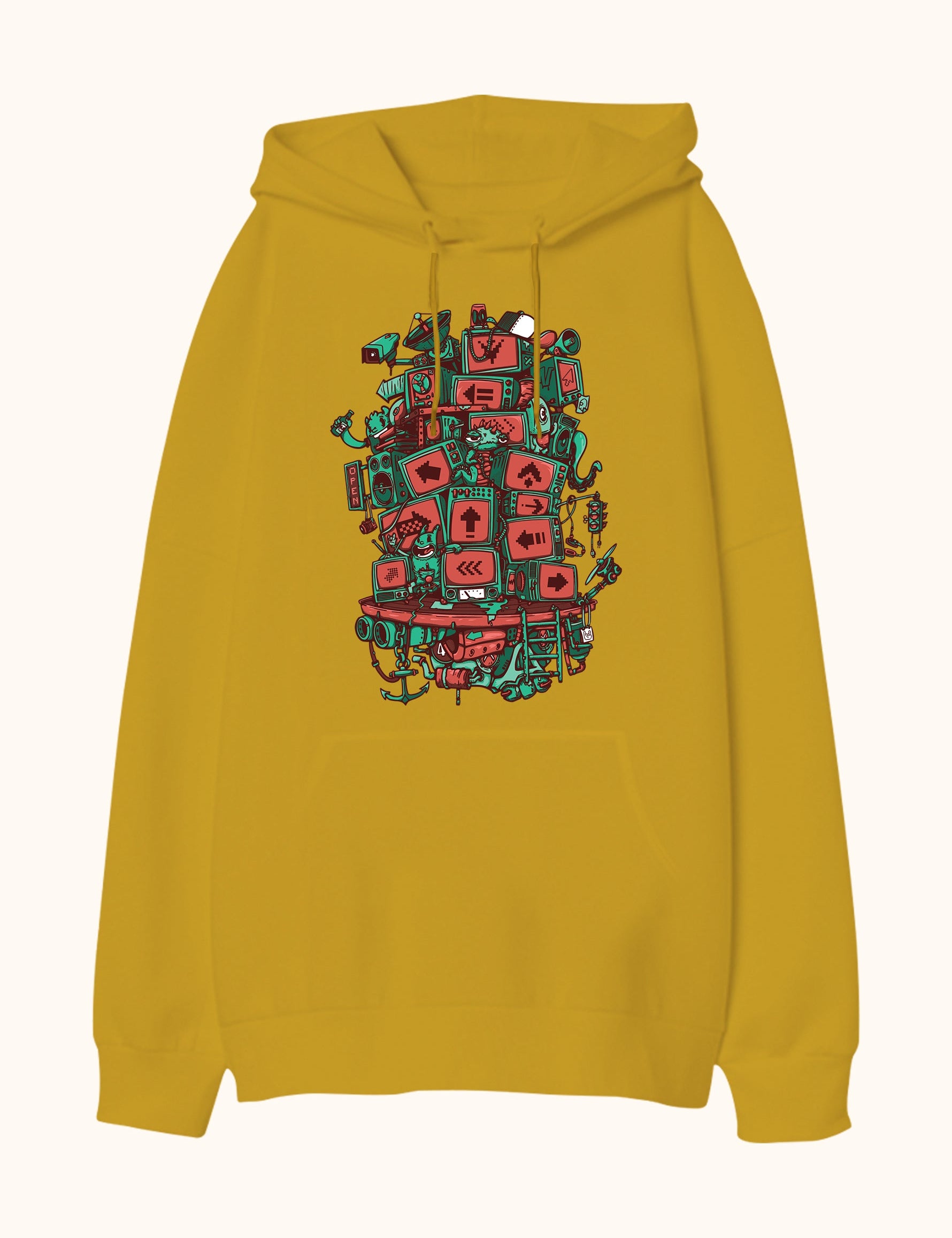 Screen Tower, Oversize Unisex Kapüşonlu Sweatshirt