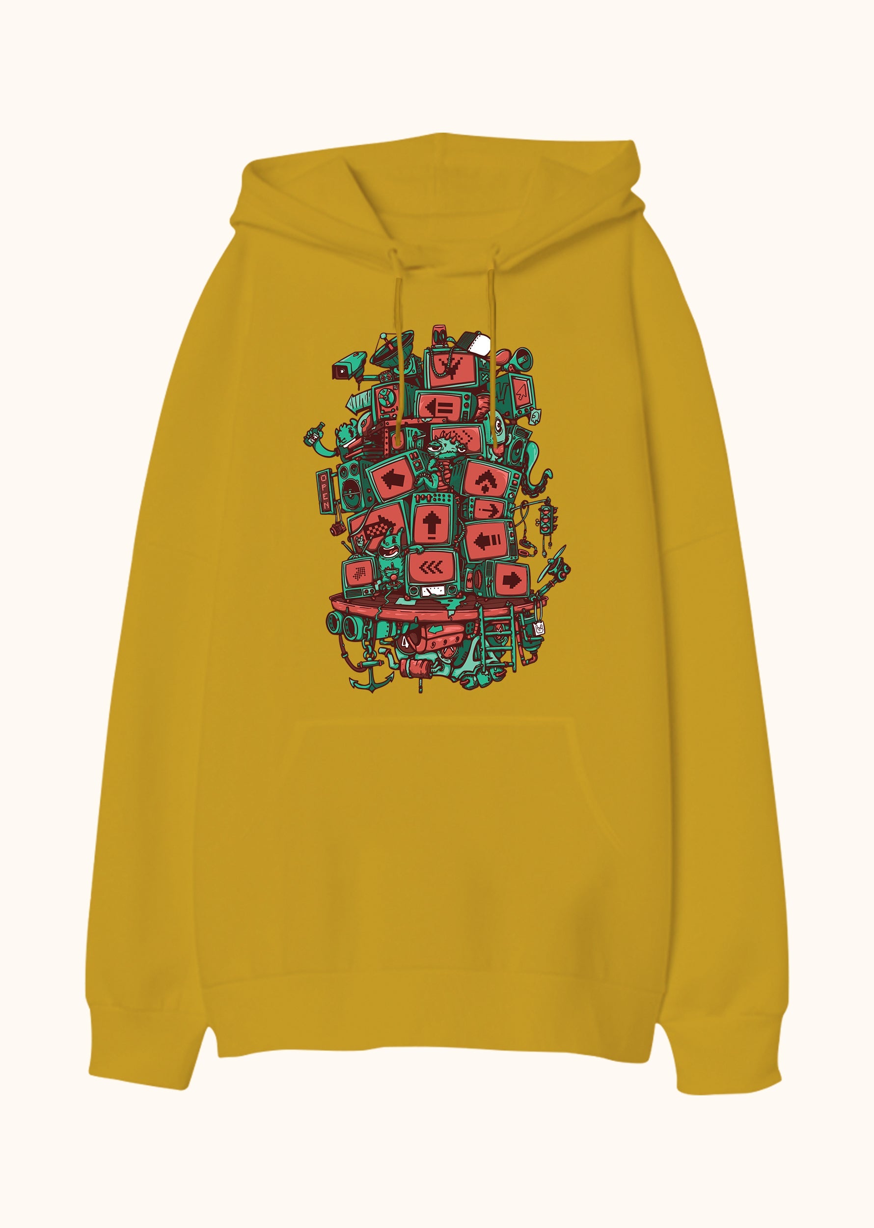 Screen Tower, Oversize Unisex Kapüşonlu Sweatshirt