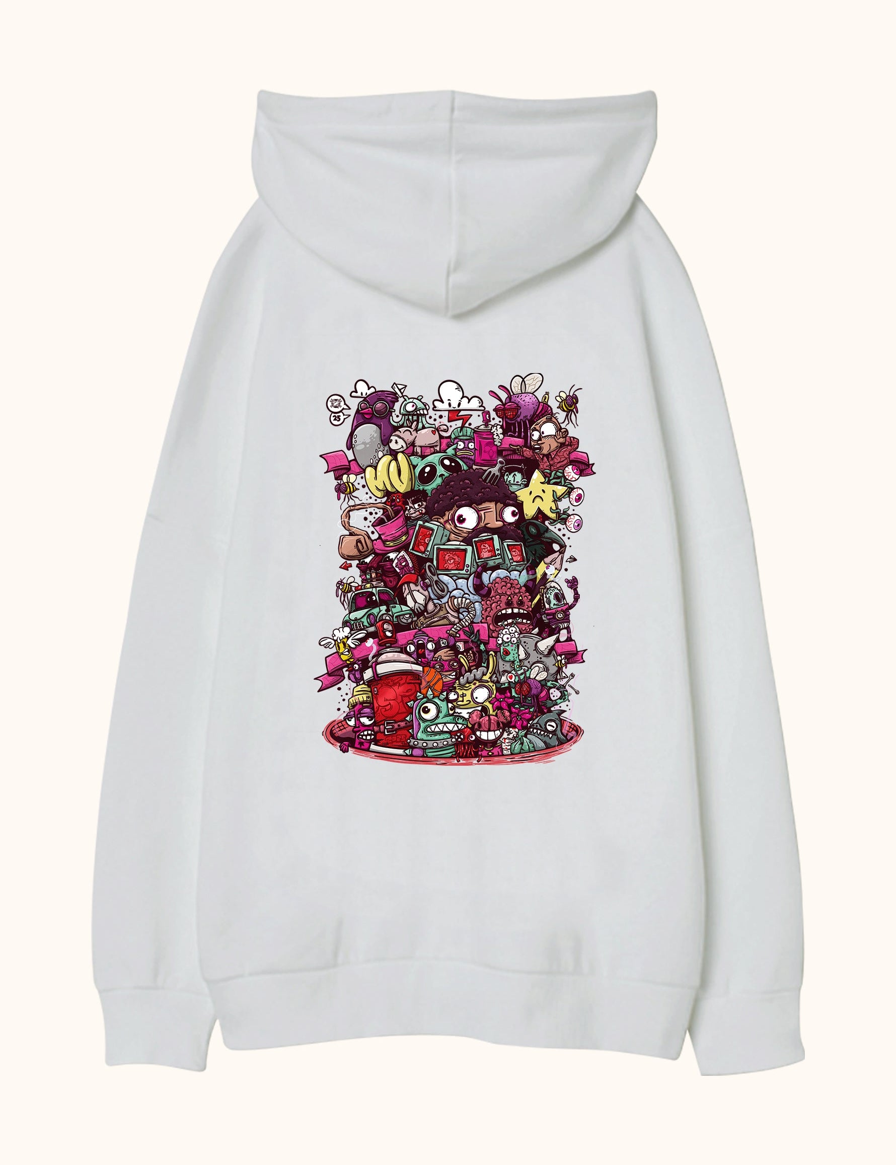 Illustrated Deliriums, Oversize Unisex Kapüşonlu Sweatshirt