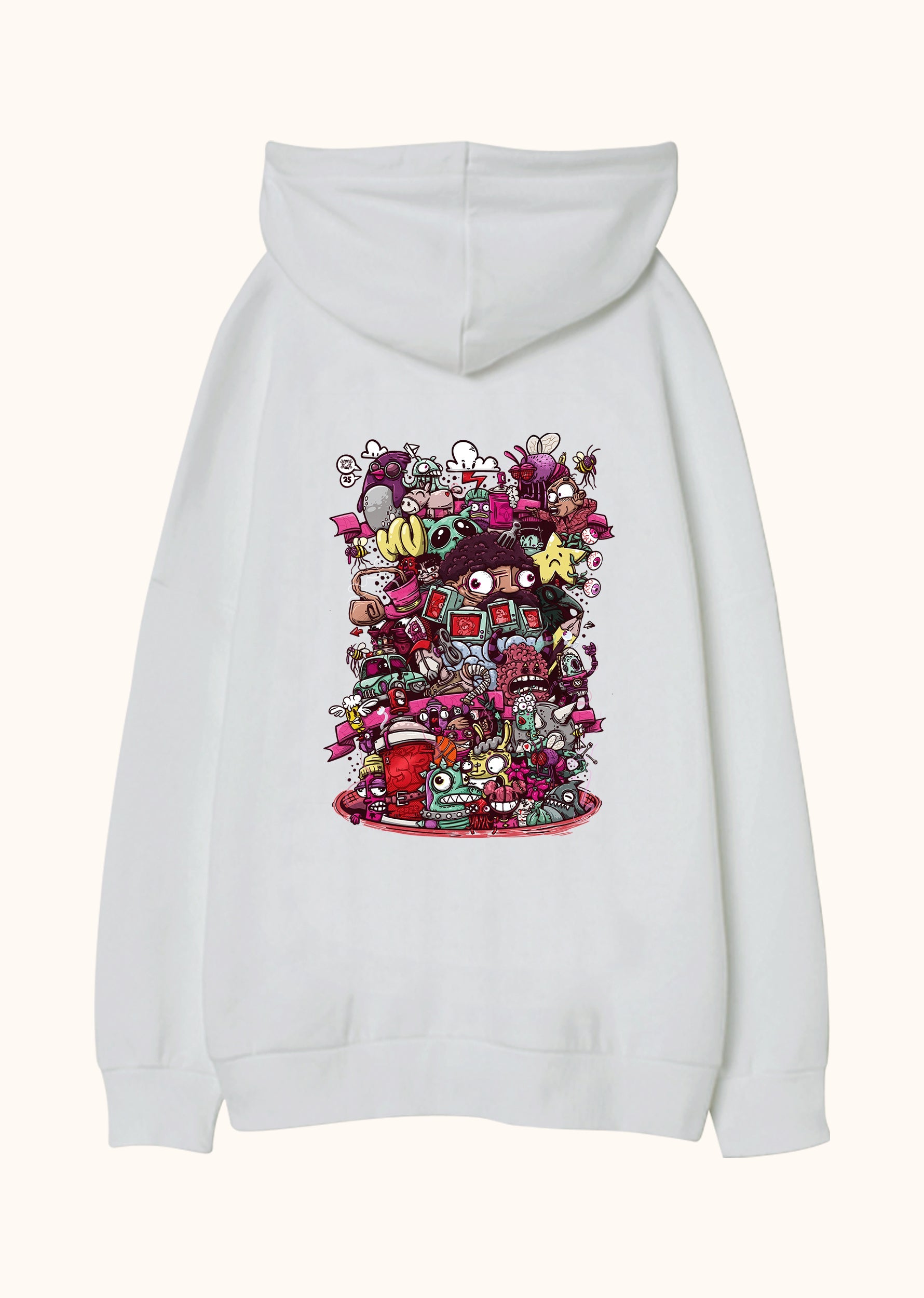 Illustrated Deliriums, Oversize Unisex Kapüşonlu Sweatshirt