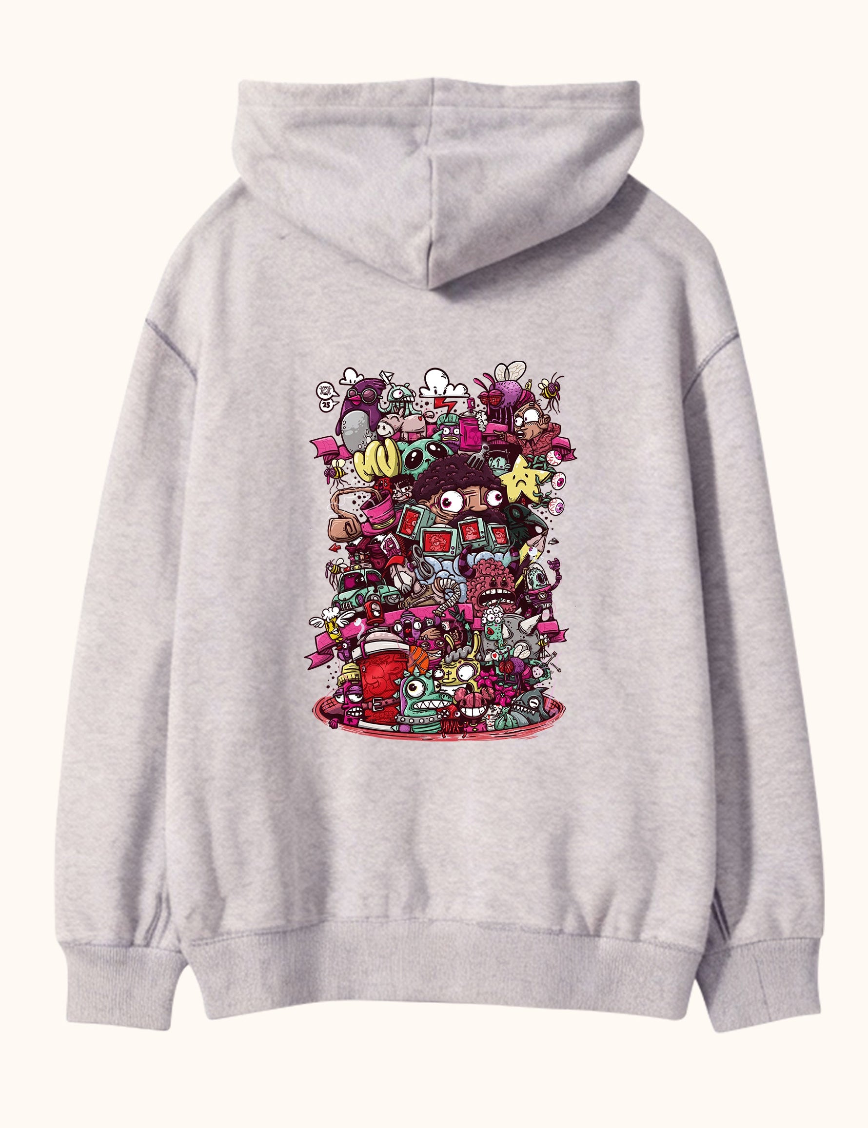 Illustrated Deliriums, Oversize Unisex Kapüşonlu Sweatshirt