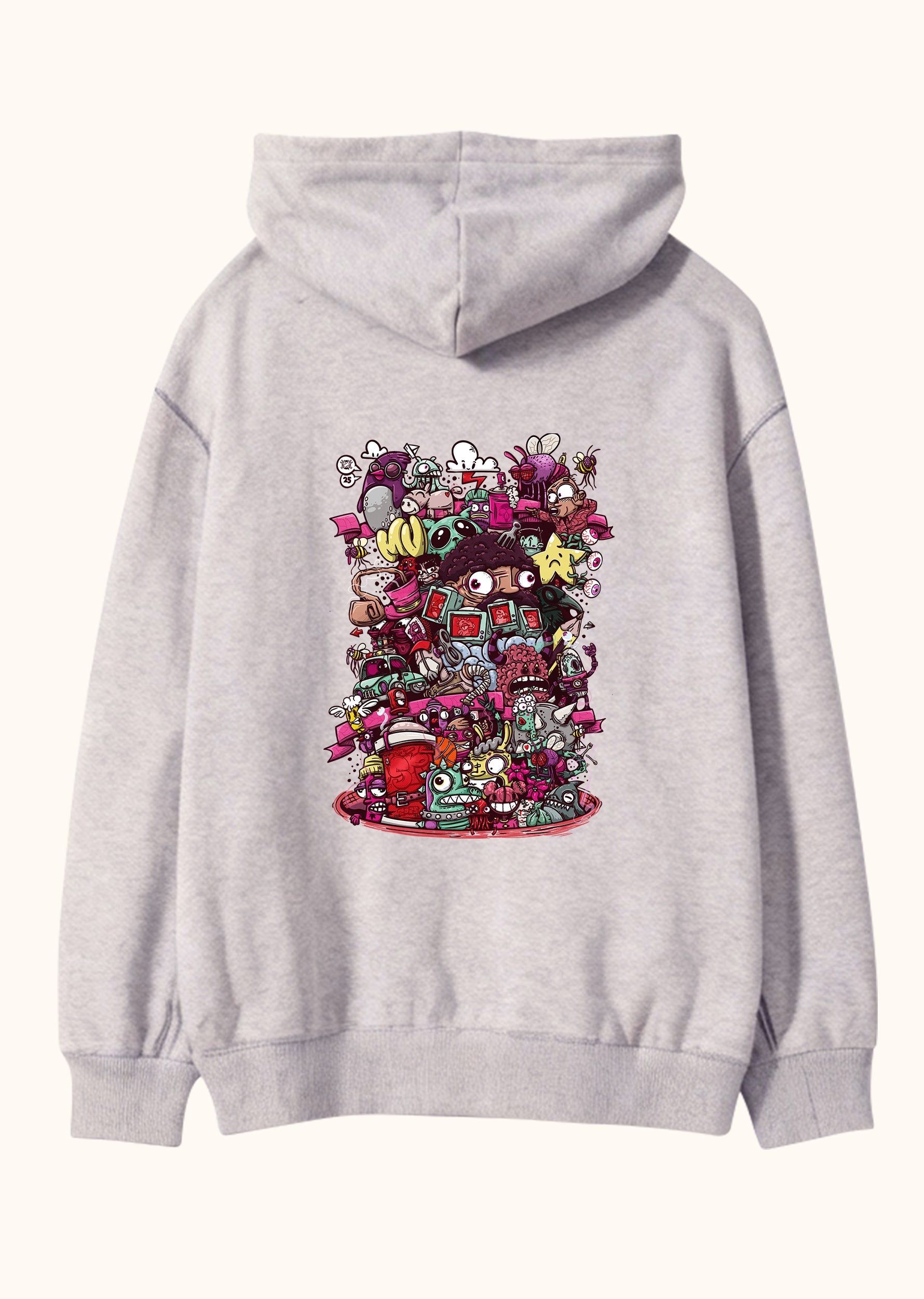 Illustrated Deliriums, Oversize Unisex Kapüşonlu Sweatshirt