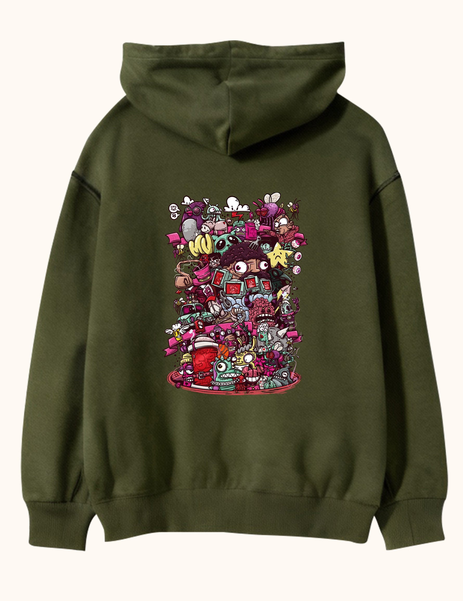Illustrated Deliriums, Oversize Unisex Kapüşonlu Sweatshirt