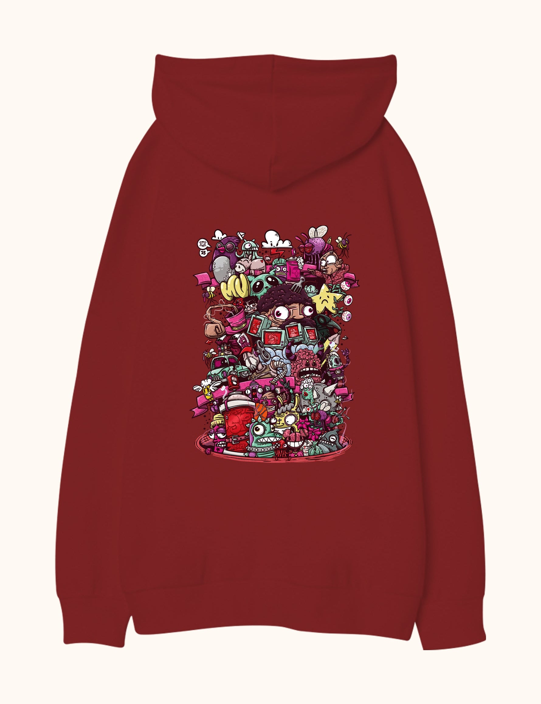 Illustrated Deliriums, Oversize Unisex Kapüşonlu Sweatshirt