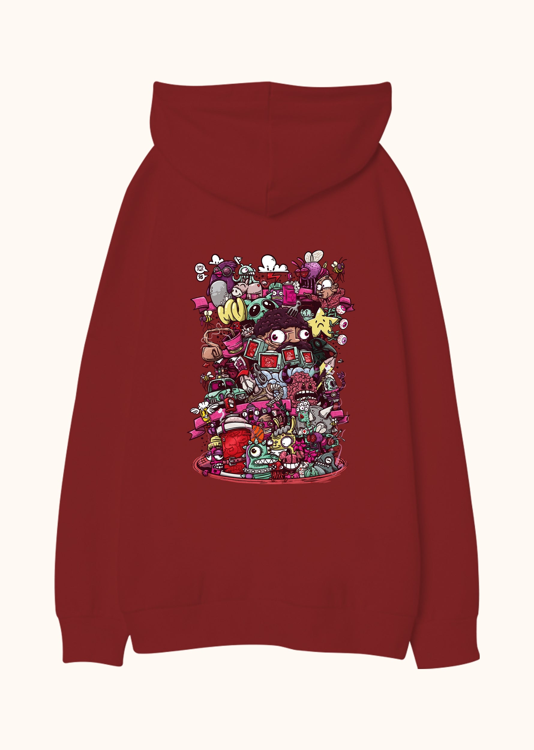 Illustrated Deliriums, Oversize Unisex Kapüşonlu Sweatshirt