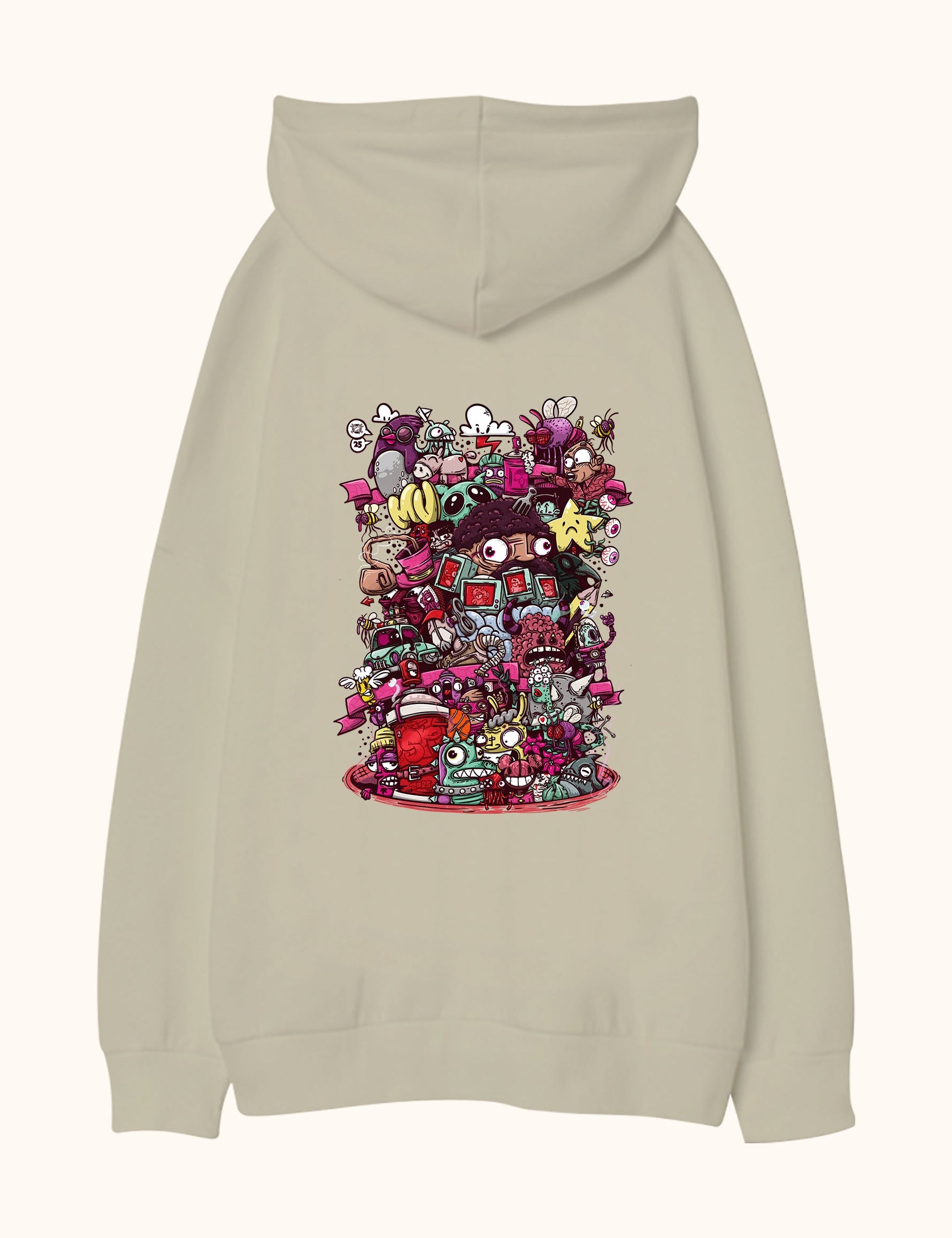 Illustrated Deliriums, Oversize Unisex Kapüşonlu Sweatshirt