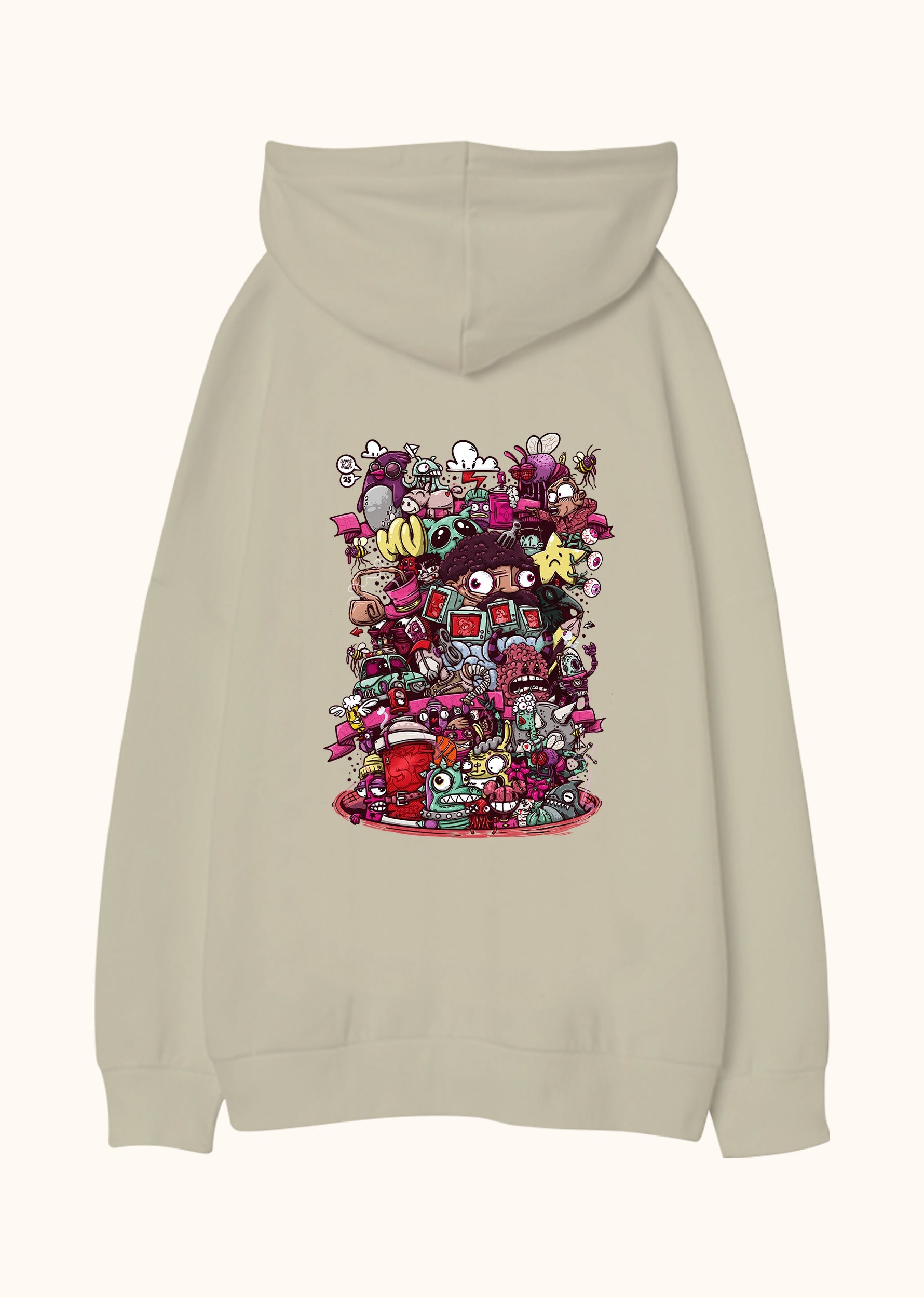Illustrated Deliriums, Oversize Unisex Kapüşonlu Sweatshirt