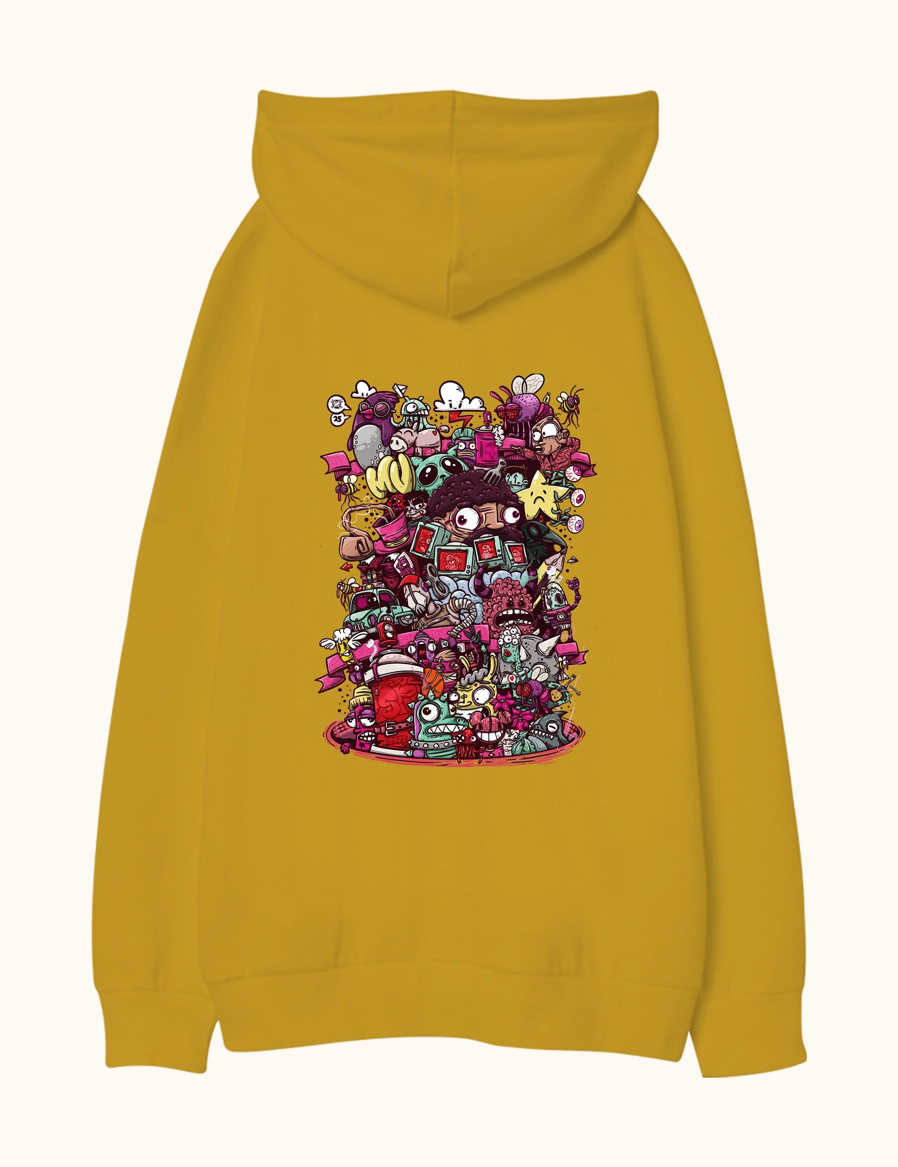 Illustrated Deliriums, Oversize Unisex Kapüşonlu Sweatshirt