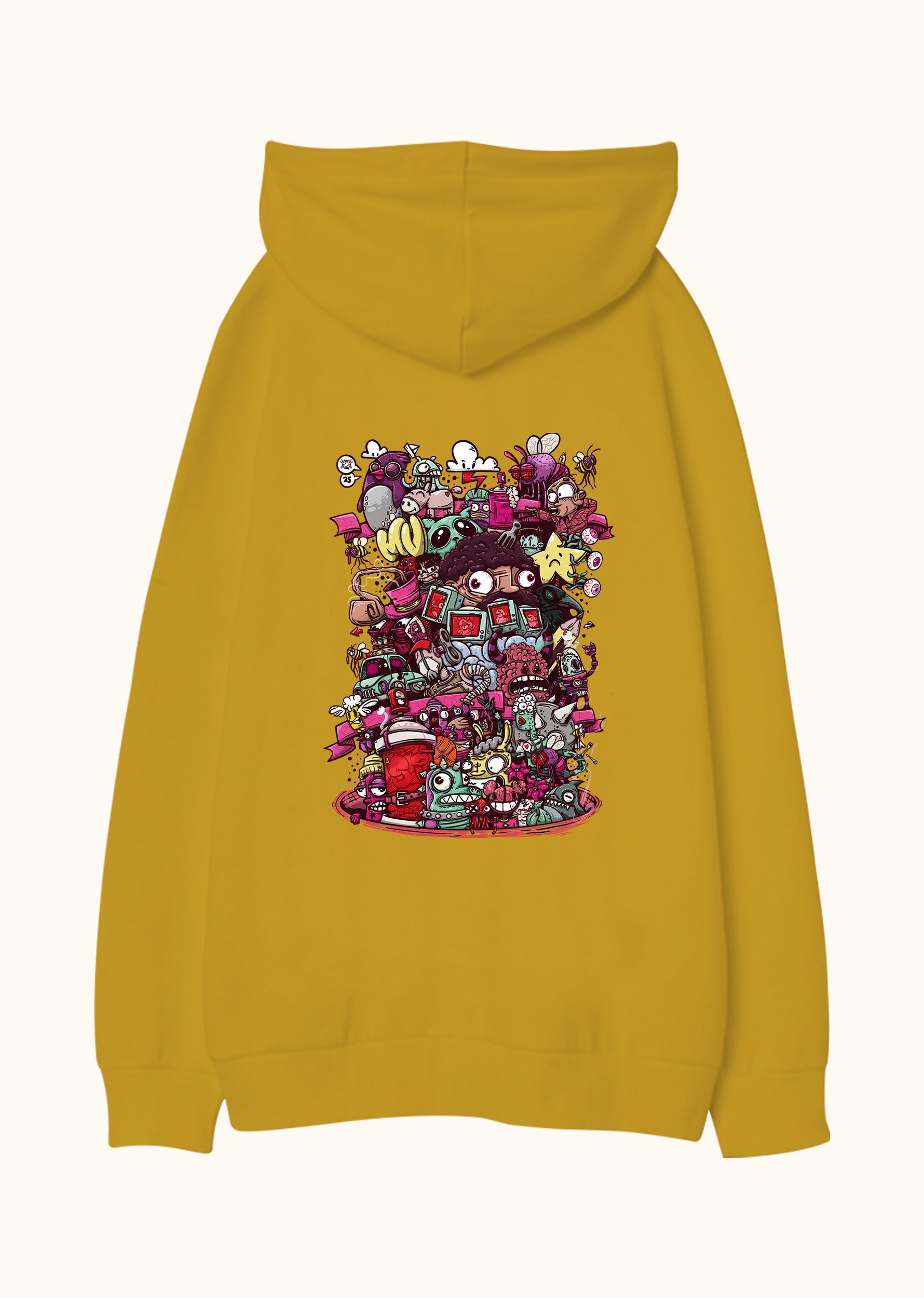Illustrated Deliriums, Oversize Unisex Kapüşonlu Sweatshirt