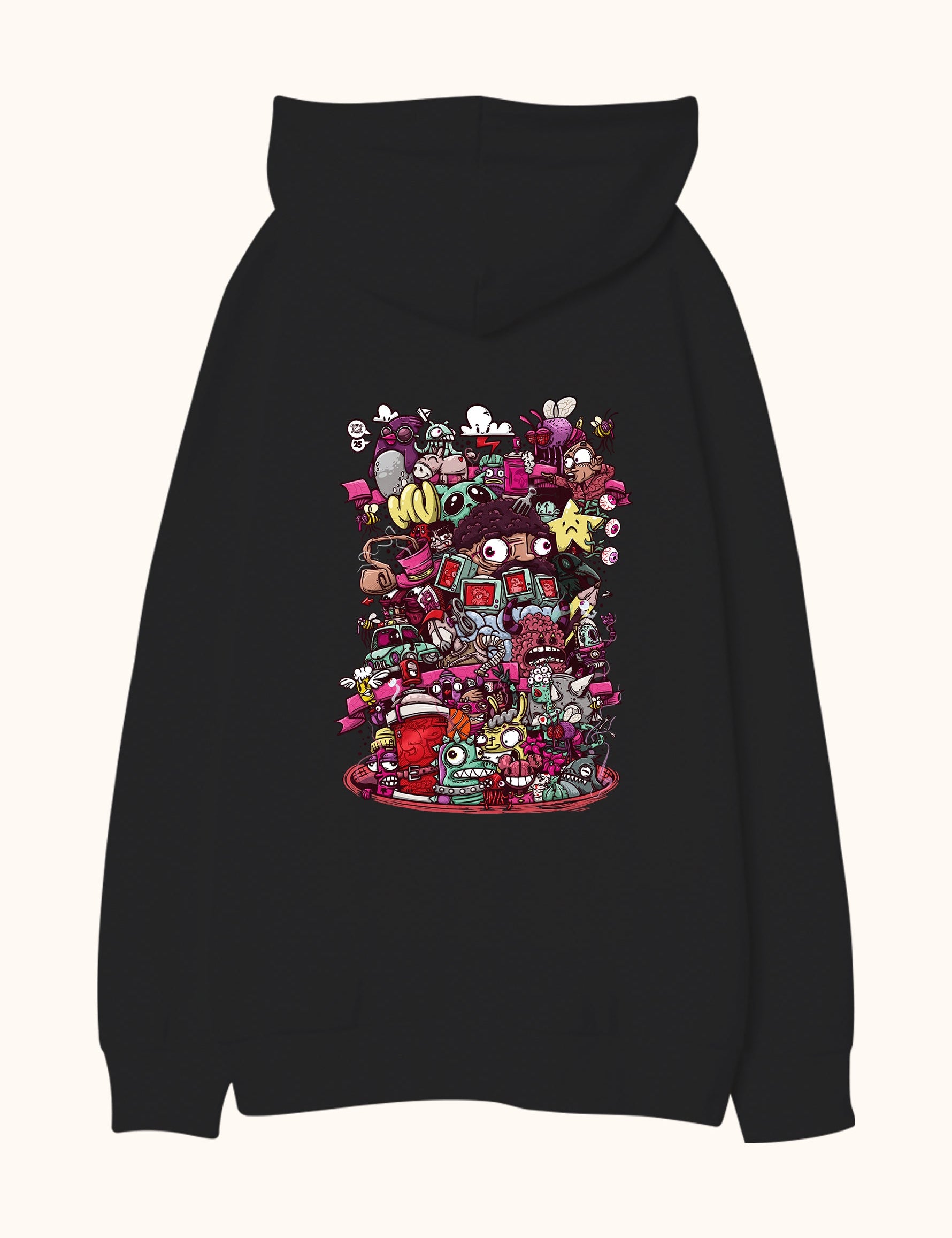 Illustrated Deliriums, Oversize Unisex Kapüşonlu Sweatshirt