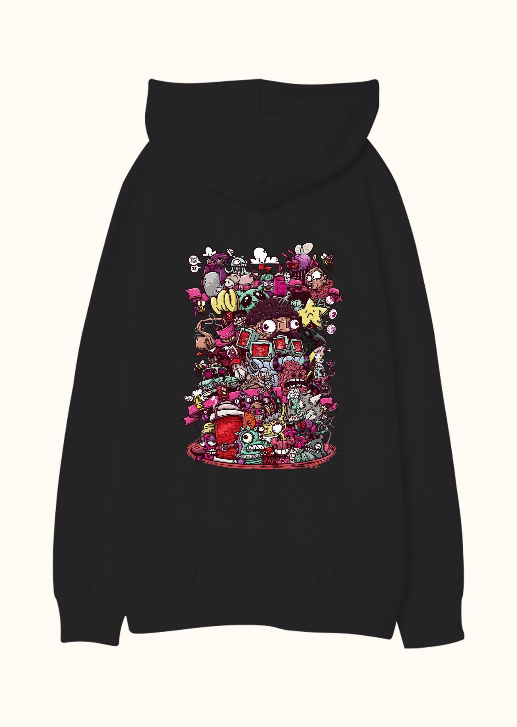 Illustrated Deliriums, Oversize Unisex Kapüşonlu Sweatshirt