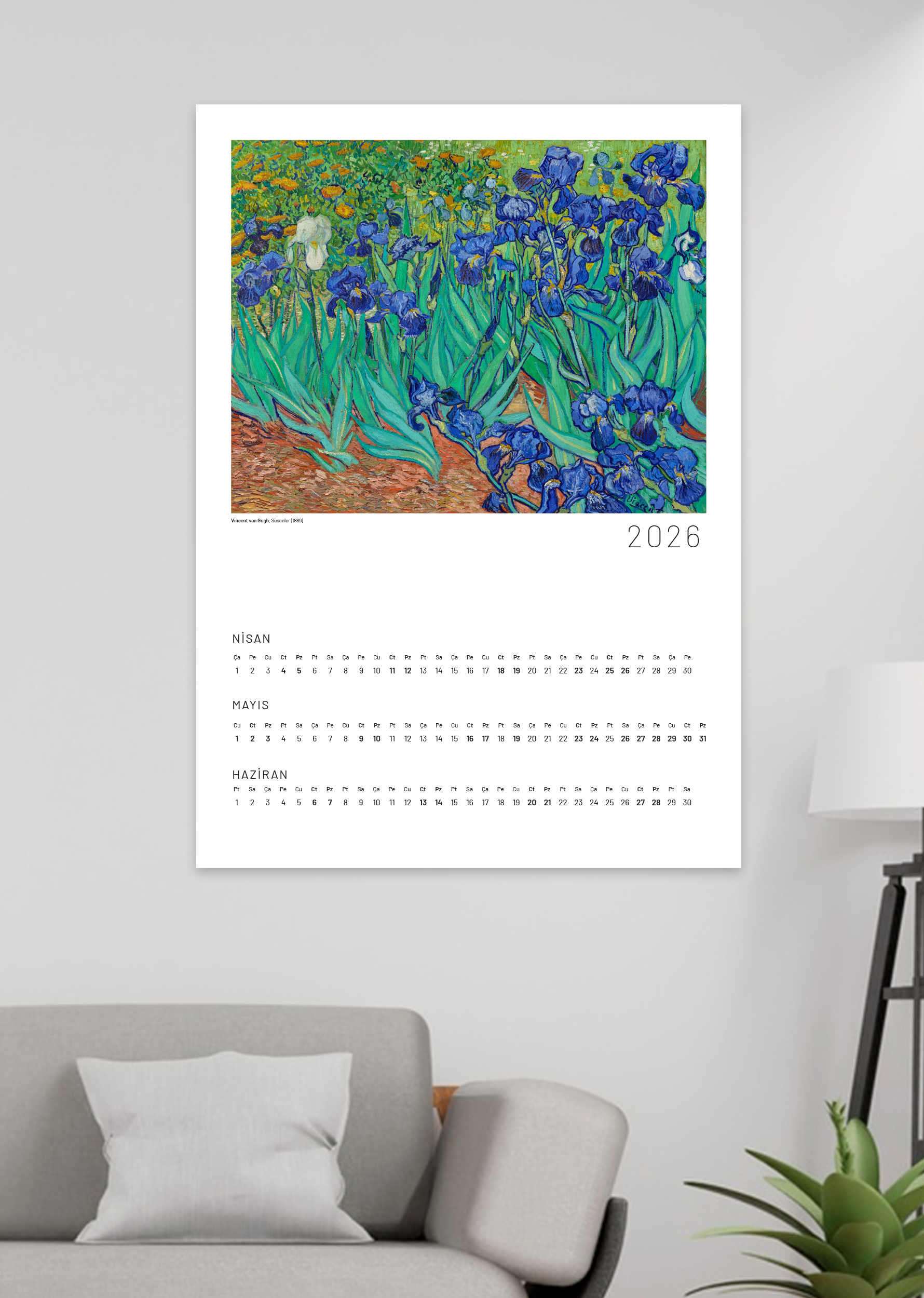 Van Gogh - Süsenler 2026 Nisan - Mayıs - Haziran Takvimi, Poster