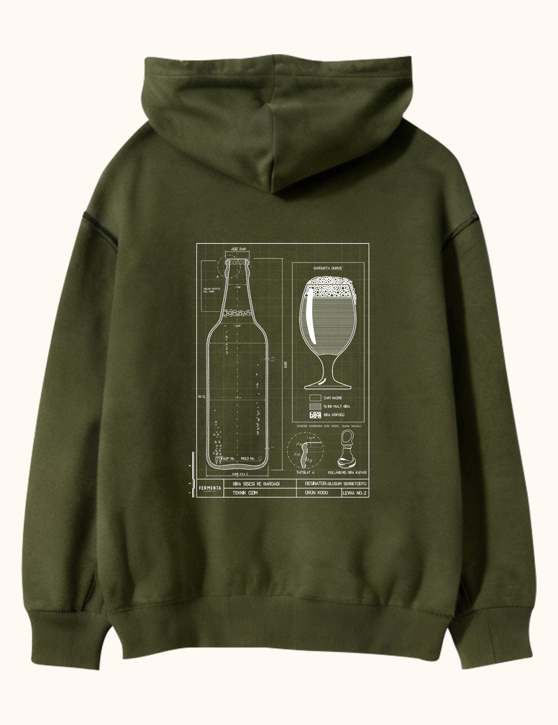 Teknik Bira Bardağı, Oversize Unisex Kapüşonlu Sweatshirt