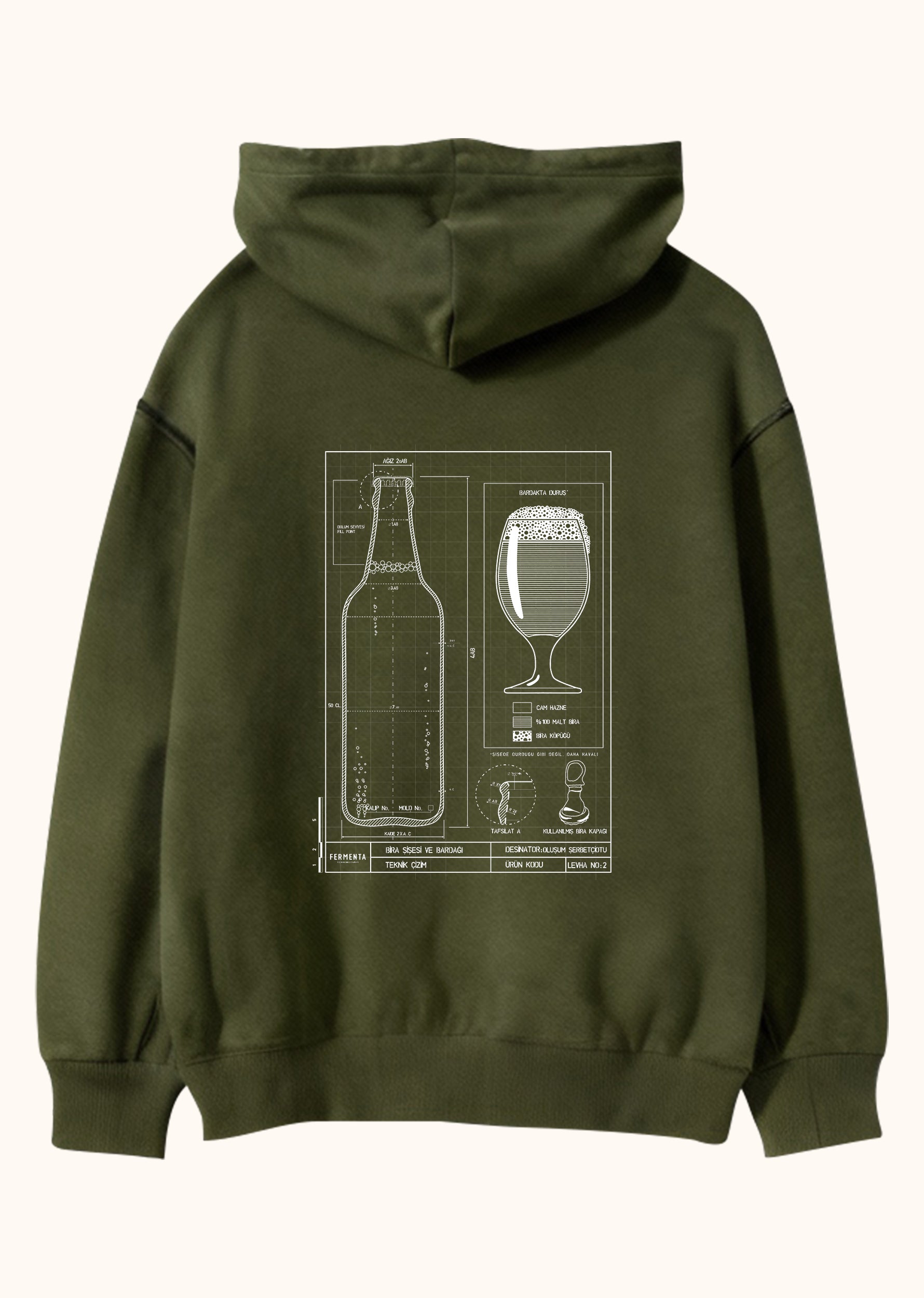 Teknik Bira Bardağı, Oversize Unisex Kapüşonlu Sweatshirt