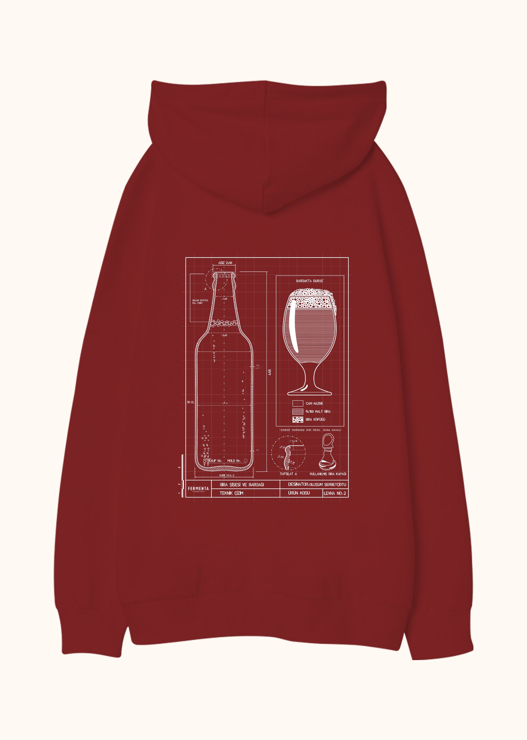 Teknik Bira Bardağı, Oversize Unisex Kapüşonlu Sweatshirt