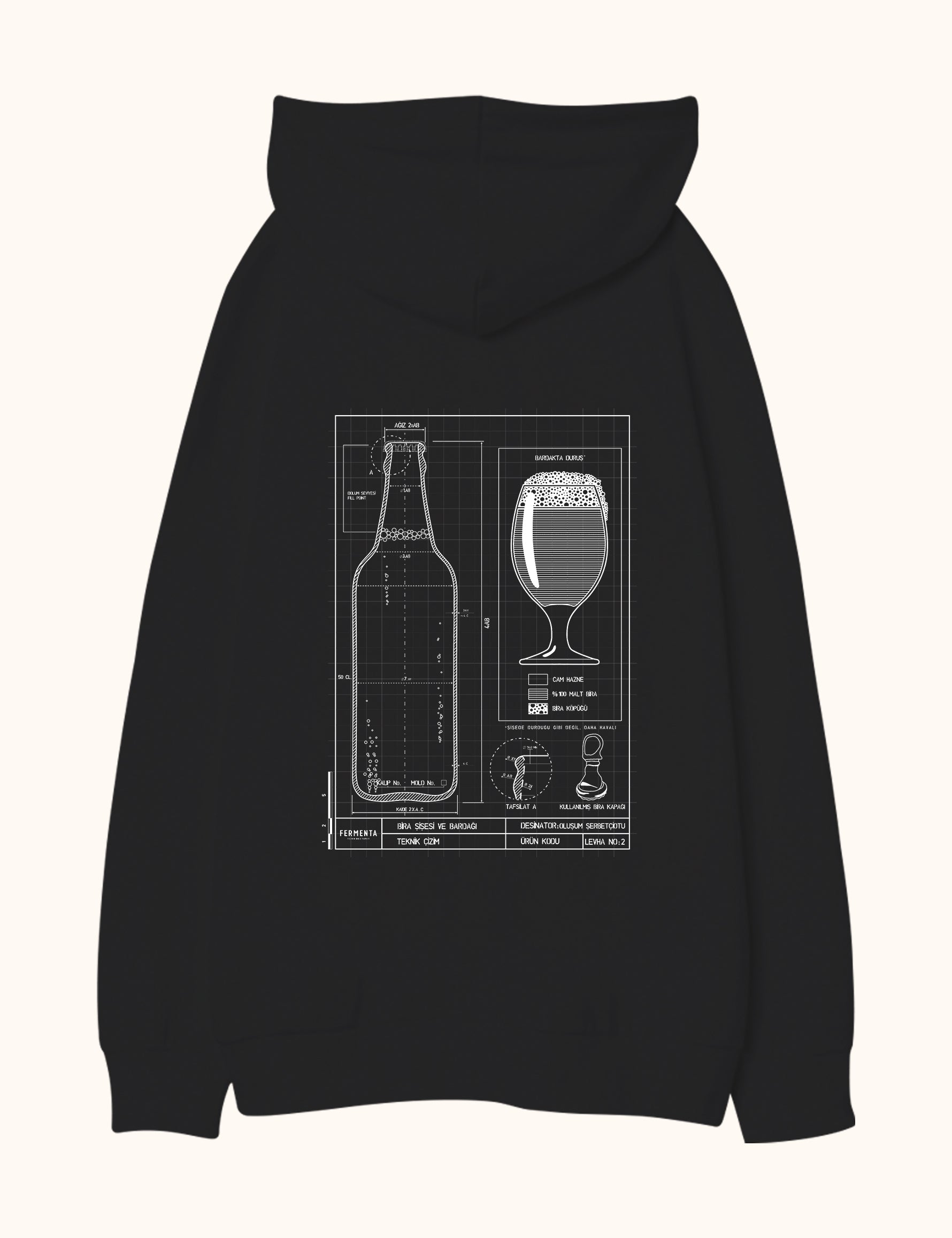 Teknik Bira Bardağı, Oversize Unisex Kapüşonlu Sweatshirt