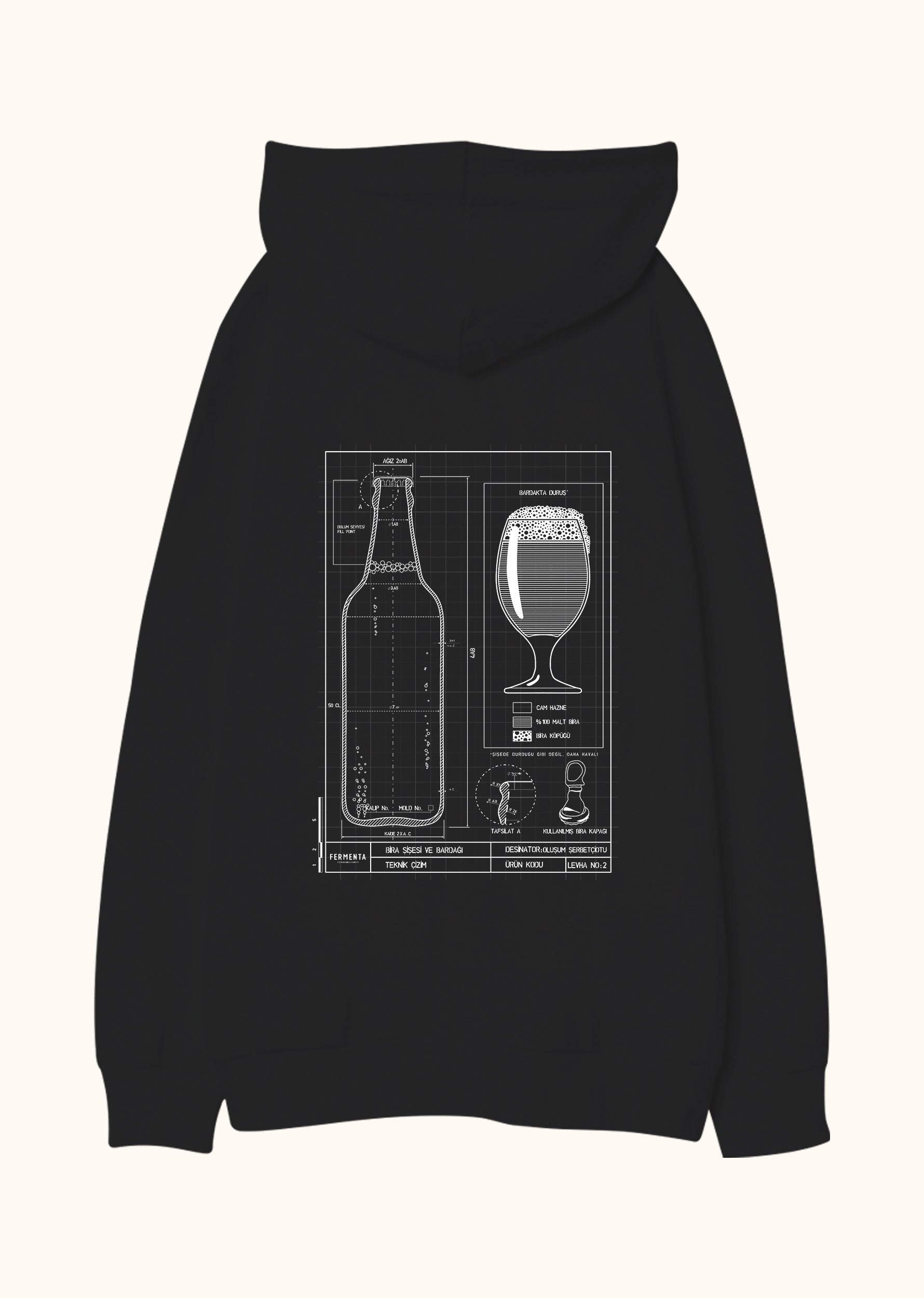 Teknik Bira Bardağı, Oversize Unisex Kapüşonlu Sweatshirt