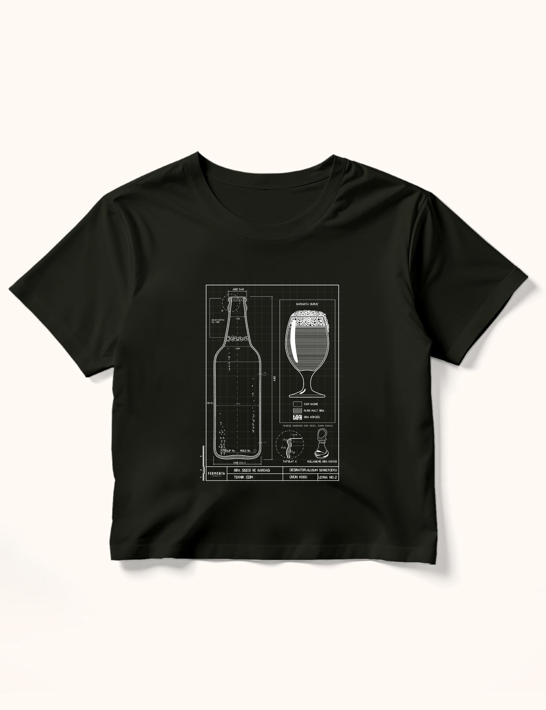Teknik Bira Bardağı, Crop Tişört