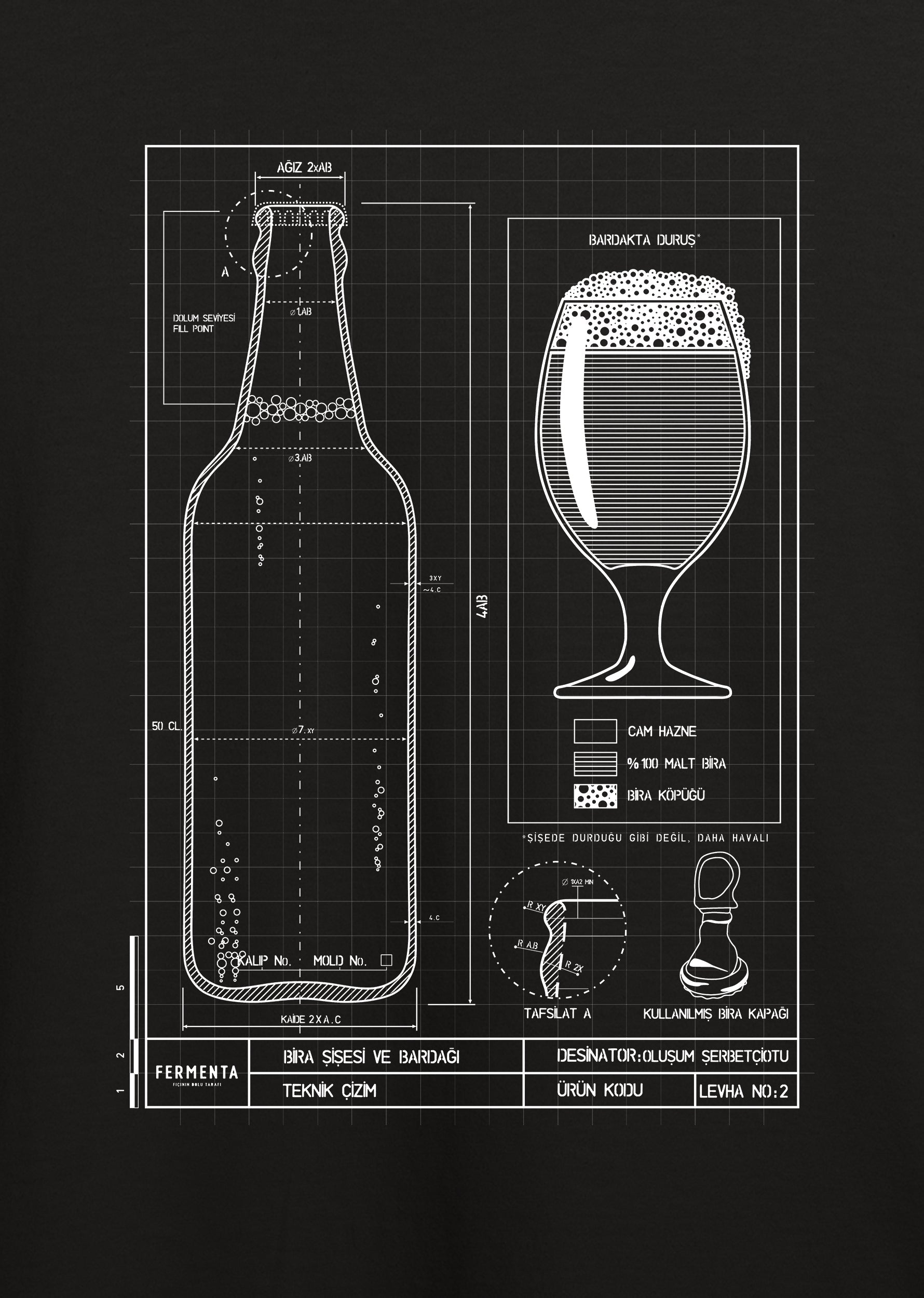 Teknik Bira Bardağı, Erkek Tişört