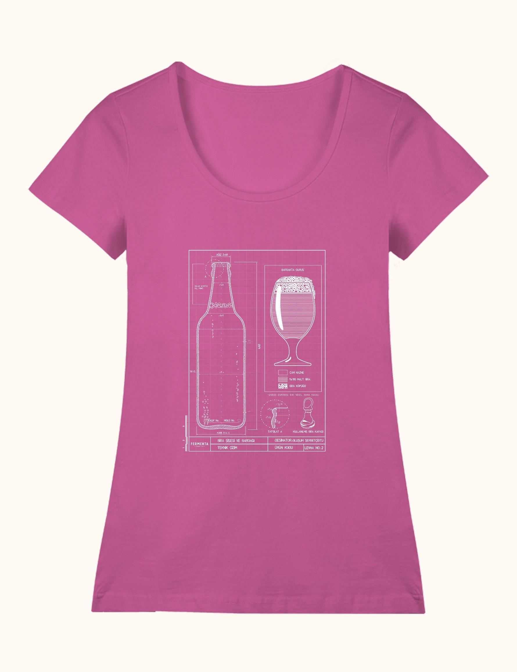 Teknik Bira Bardağı, Geniş Yaka Tişört