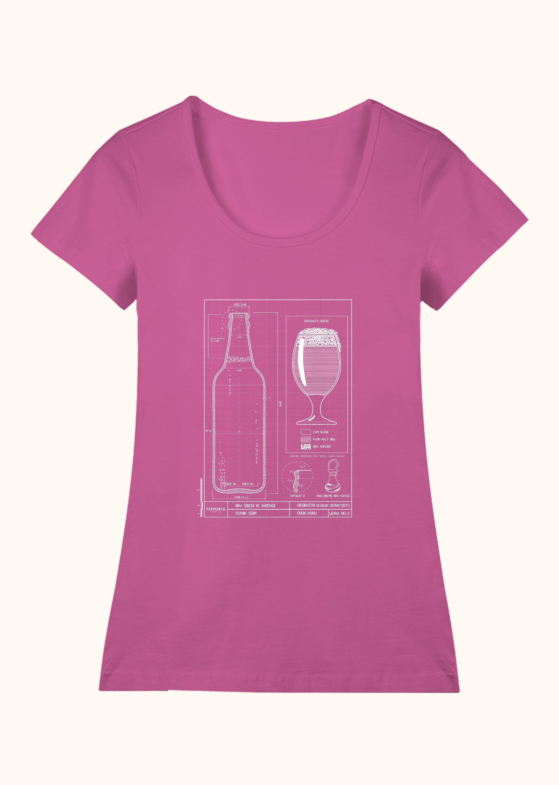 Teknik Bira Bardağı, Geniş Yaka Tişört