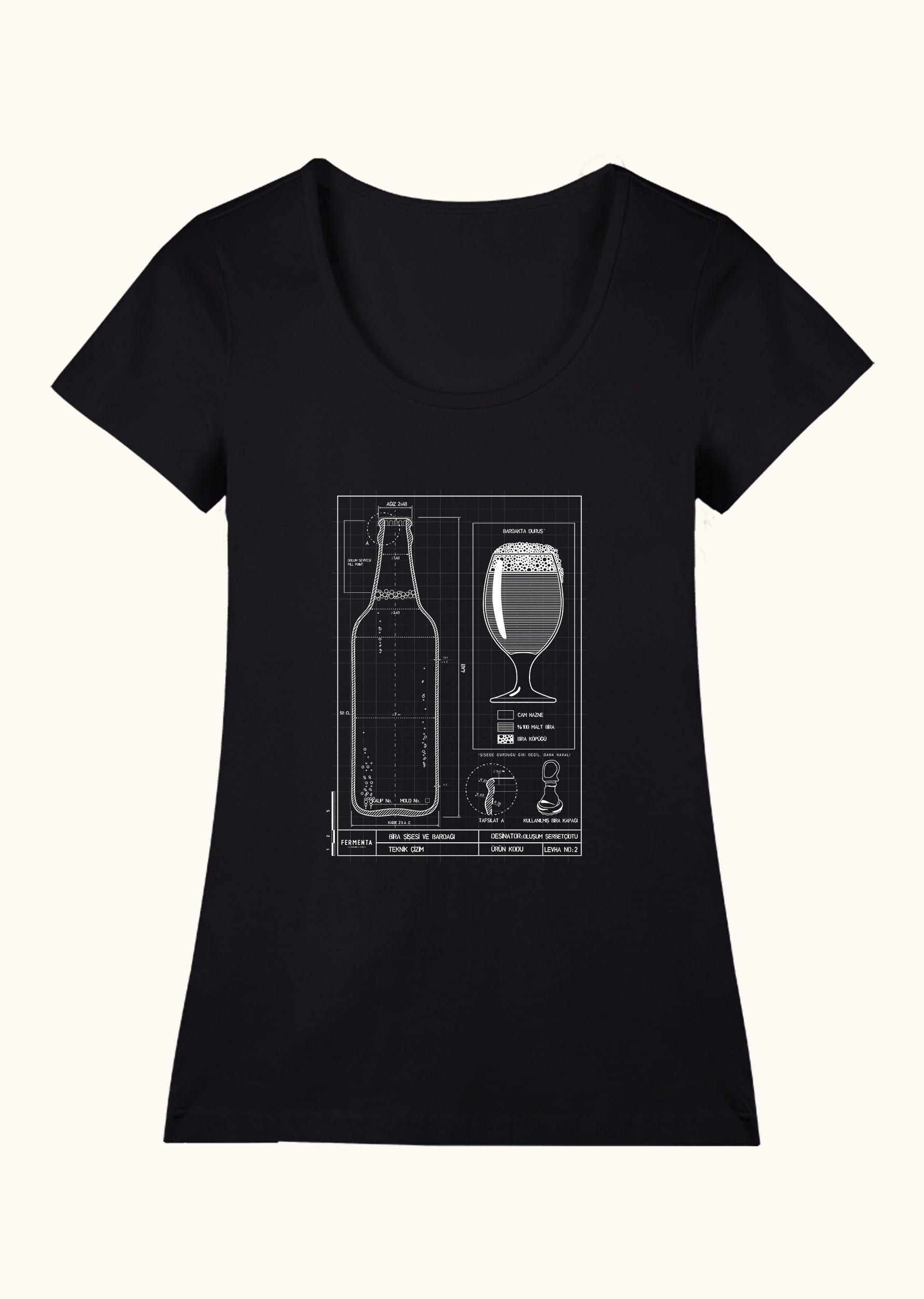 Teknik Bira Bardağı, Geniş Yaka Tişört