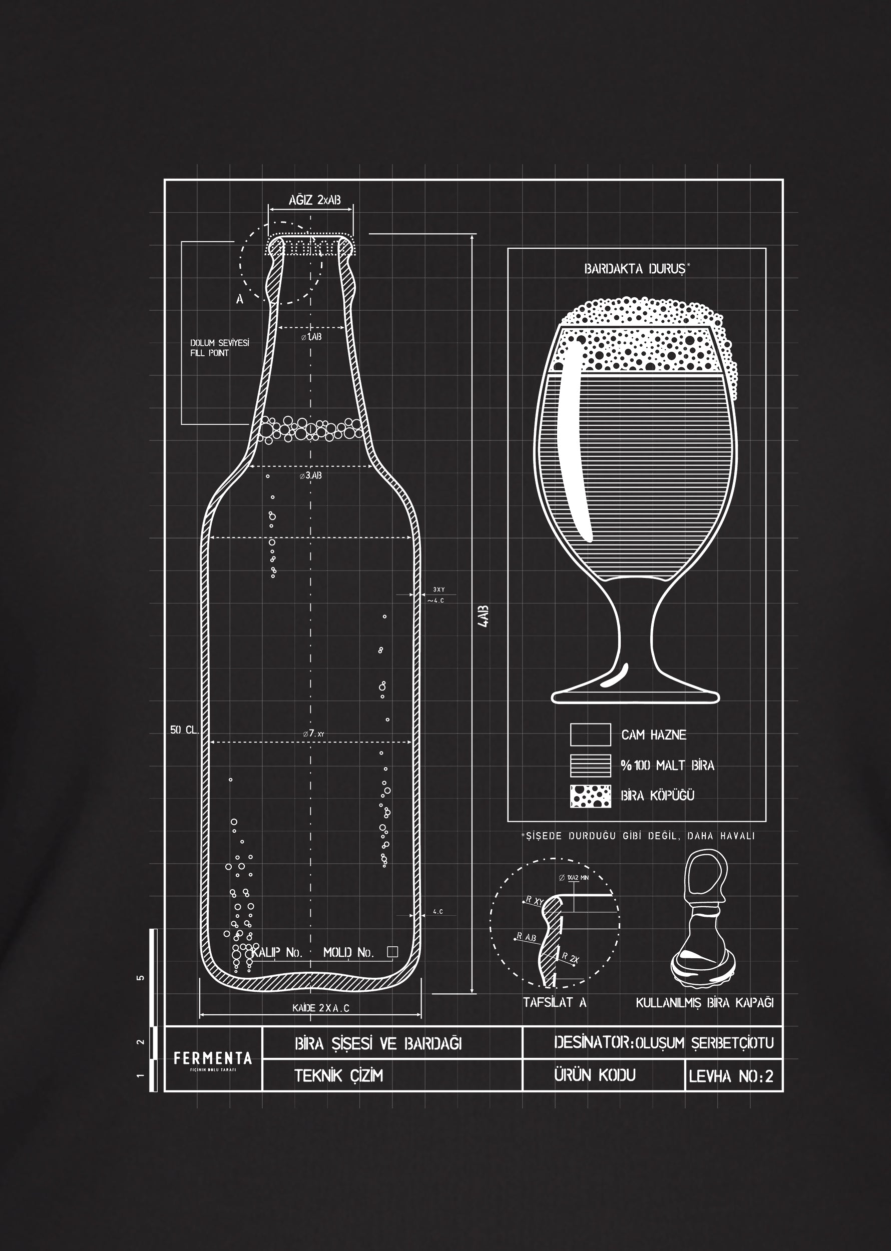 Teknik Bira Bardağı, Kadın Tişört