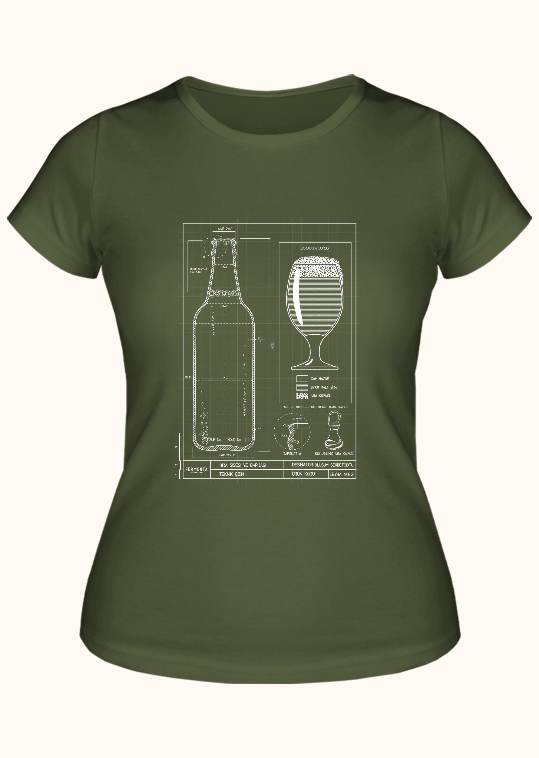 Teknik Bira Bardağı, Kadın Tişört
