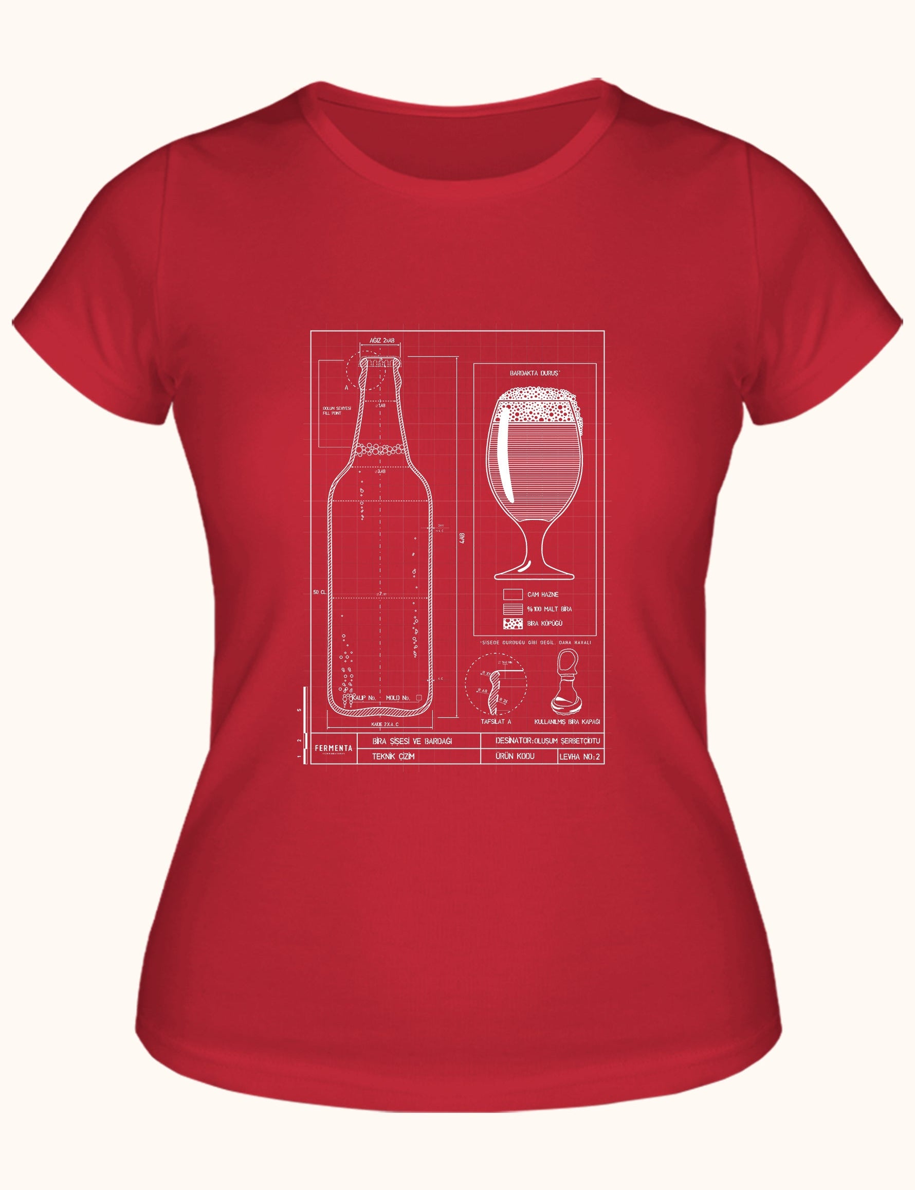 Teknik Bira Bardağı, Kadın Tişört