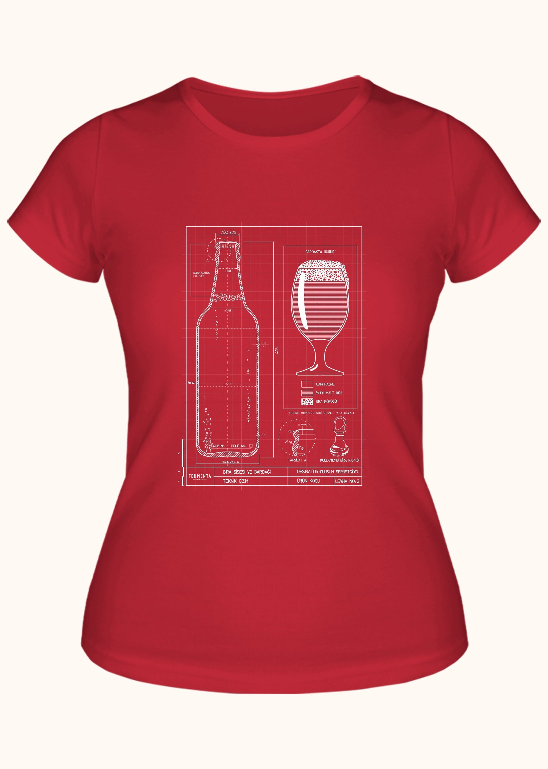 Teknik Bira Bardağı, Kadın Tişört